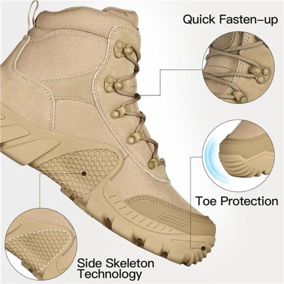FREE SOLDIER Men's Waterproof Hiking Boots Tactical Work Boots Outdoor - Picture 4 of 14